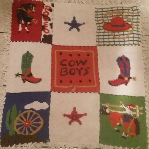 Vintage Cowboy Neiman Marcus baby blanket